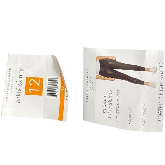 Social Standard by Sanctuary Ankle Skinny Waxed Black Stretch Pants NWT sz 12 - Picture 12 of 16